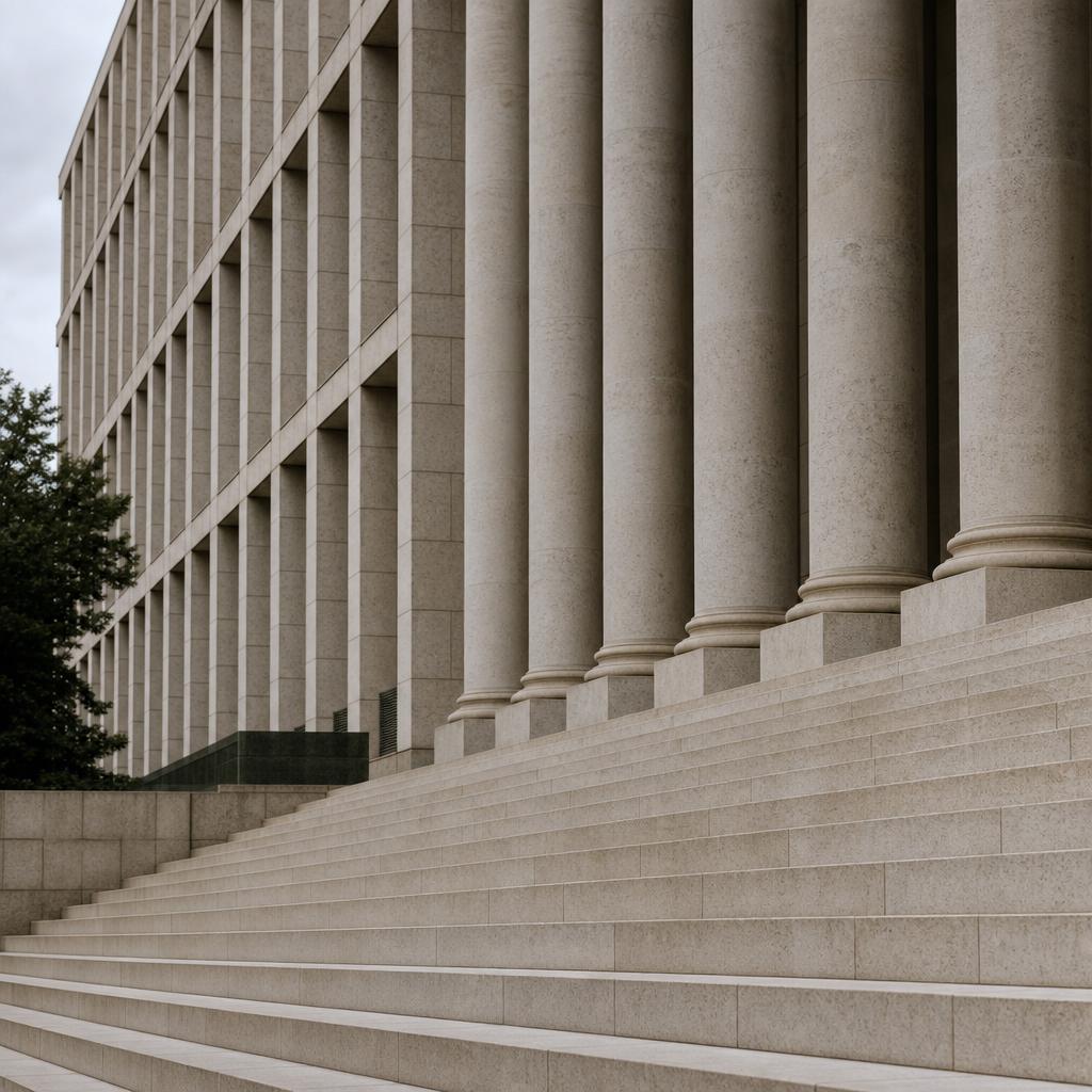 Strong geometric detail of a European civic building